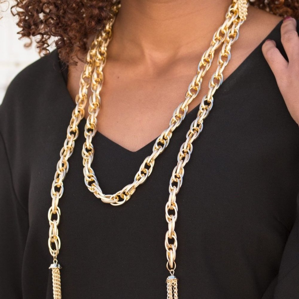 SCARFED For Attention Gold Necklace